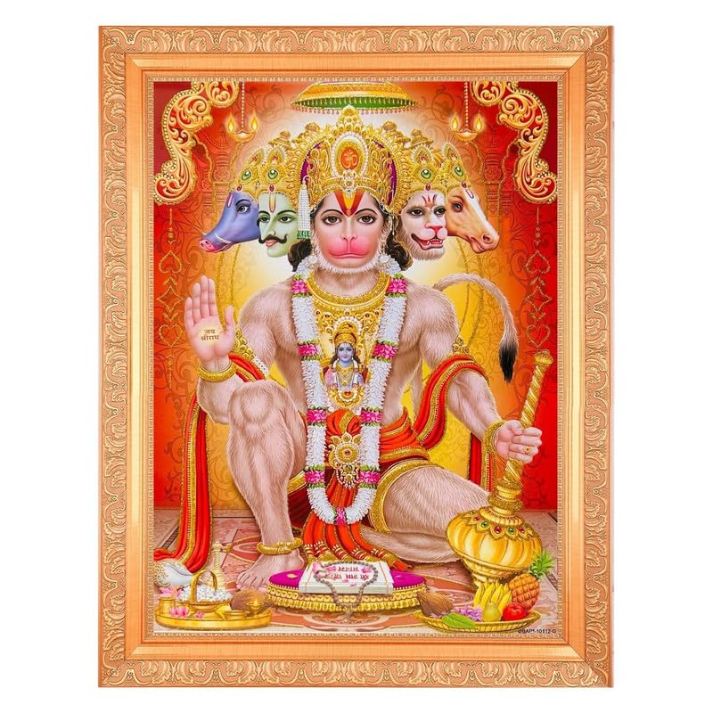 Cadre Hanumanji Zari Art avec broderie d'or élégante BM TRADERS