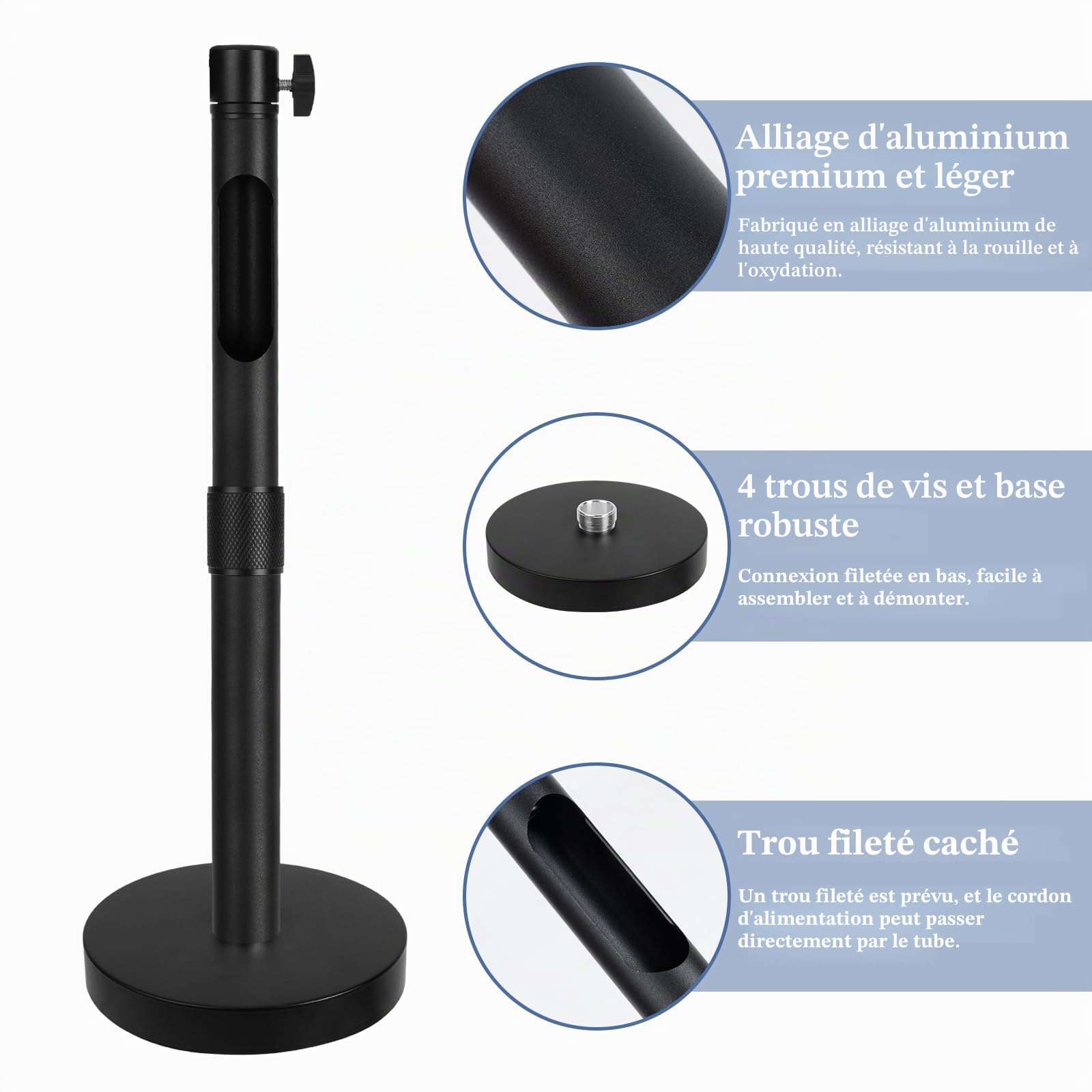 Support de Plafond Videoprojecteur, Support Vidéoprojecteur, Hauteur Réglable, Support de Projecteur Plafond, Rotation à 90° 360°, Support de Plafond Universel pour Vidéo-Projecteur Vis 1/4 de Pouce