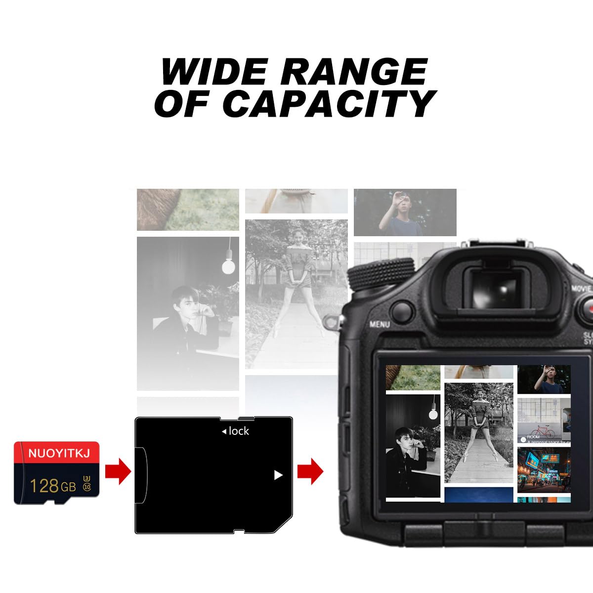 Lot de 2 Cartes Mémoire Micro SD 256 Go avec Adaptateur Classe 10 Mini TF Haute Vitesse pour Smartphone/Appareil Photo/Tablette