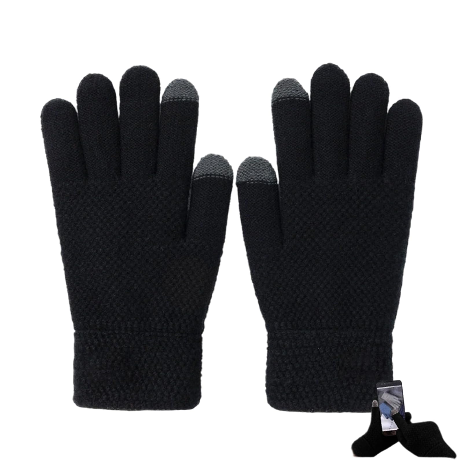 BOGCLEE Touch Screen Gloves, Touchscreen Winter Warm Knit Gloves, Mens and Womens Thermal Glove, Warm Knit Touchscreen Glove with Fleece Lining for Driving Running Cycling Outdoor