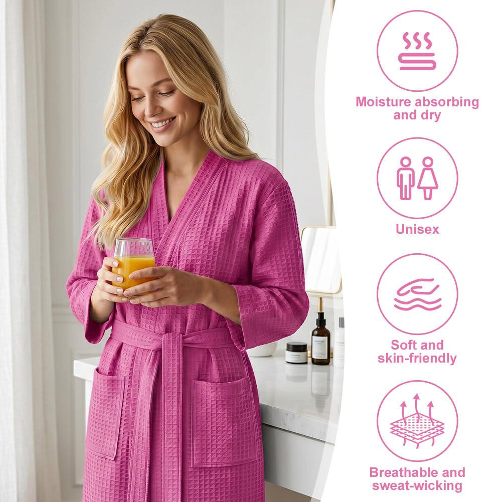 AUYAO Szlafroki waflowe unisex ręcznik kąpielowy body Wrap lekkie szlafroki prysznic ręcznik kąpielowy spa hotel szlafrok waflowy teksturowany odzież domowa ręcznik pod spodem spódnica z kieszeniami