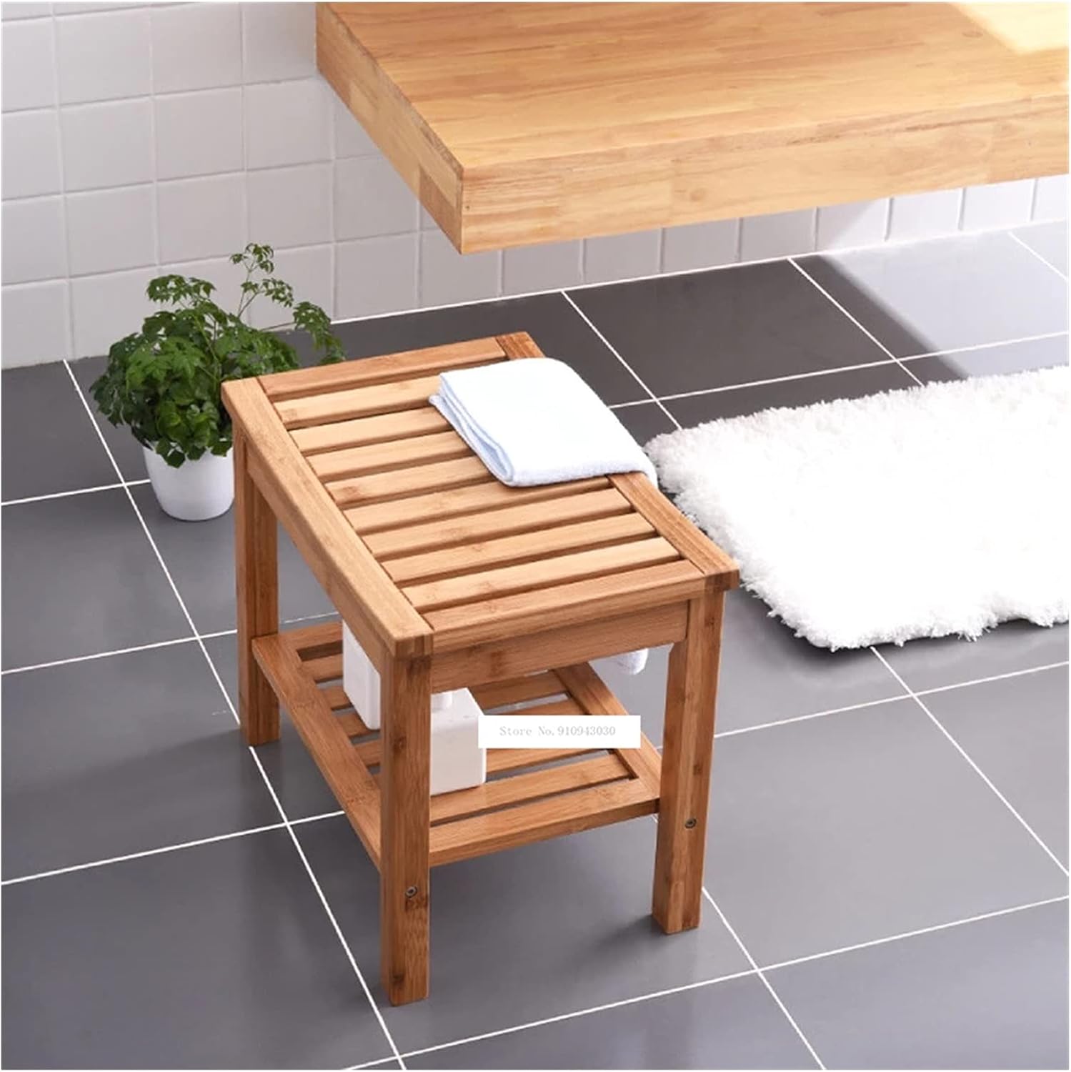 Bamboo Bathroom Stool Anti-Skid Two Layer Pregnant Women Bath and Shower Bench Protection Seat Japanese Style Shower Stool Aid Stool Qf Shop