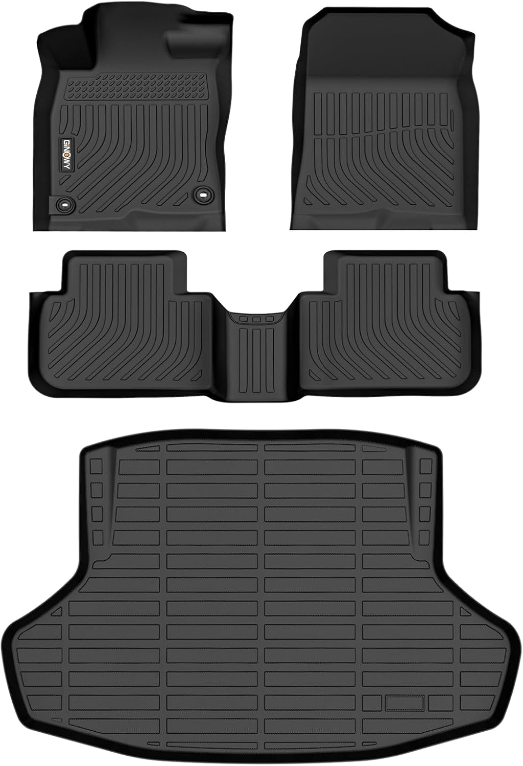 GINOWY-Floor Mats & Cargo Liner for Honda Civic 2022-2025 2026 (Only Sedan Not for Hatchback) All Weather Civic Car Mats Non-Slip Trunk Mat Floor Liners Waterproof Accessories Black 14) for Honda Civic Fuel 2022-2026 Full Set
