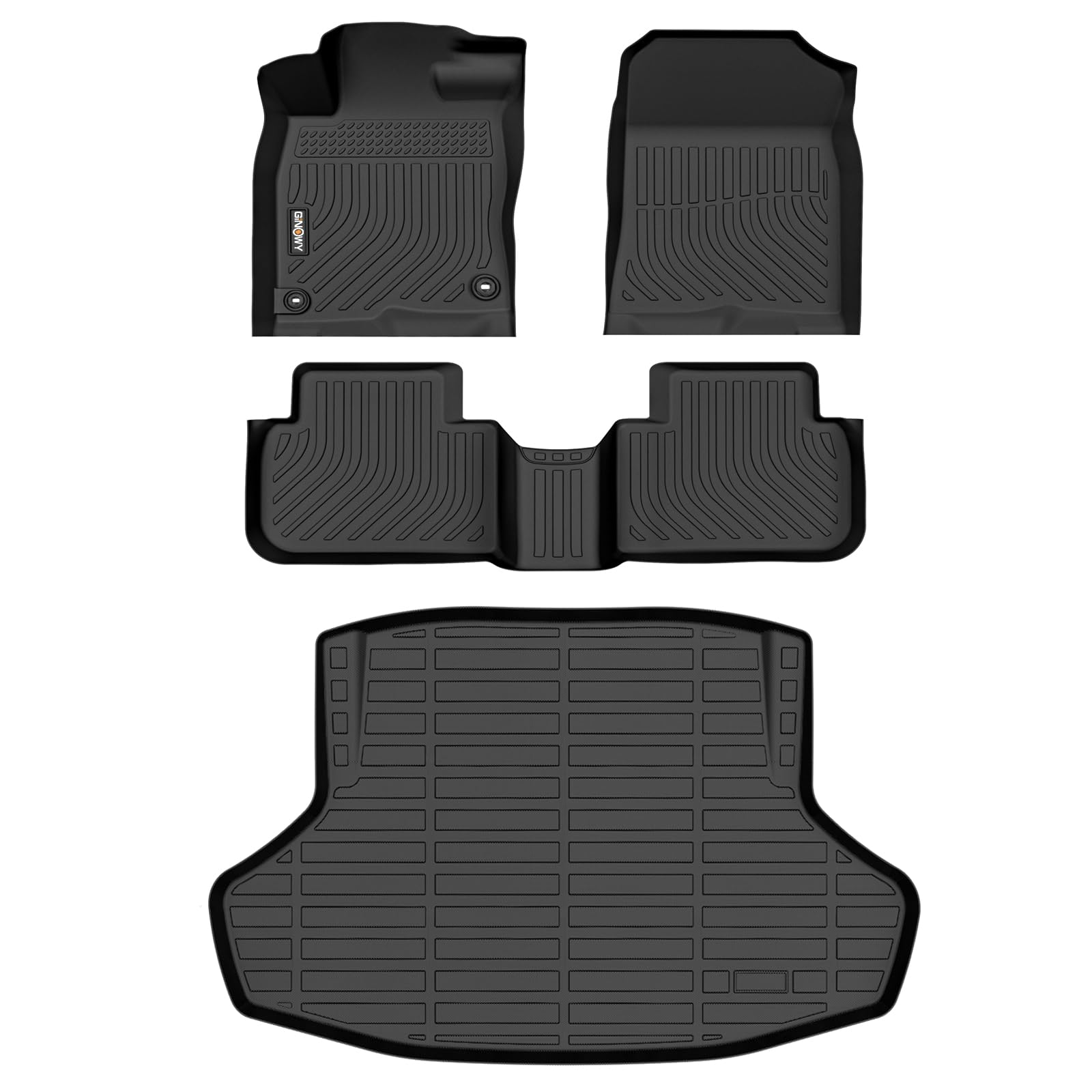 GINOWY-Floor Mats & Cargo Liner for Honda Civic 2022-2025 2026 (Only Sedan Not for Hatchback) All Weather Civic Car Mats Non-Slip Trunk Mat Floor