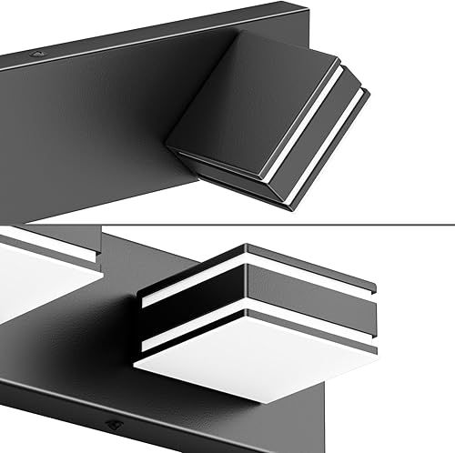 Miniatura 7 de Ralbay Lámpara LED moderna de tocador de 48 pulgadas para baño, 6 luces, acrílico, moderna, color negro mate, accesorios de iluminación sobre espejo