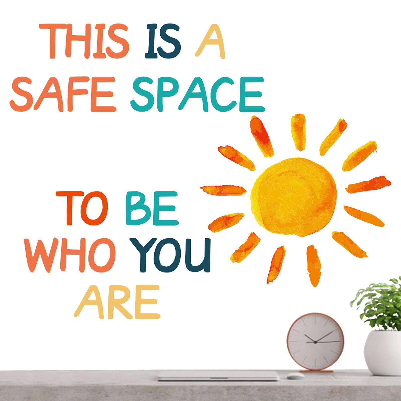 Positive Boho Classroom Wall Stickers Inspirational Quotes Wall Stickers Positivity Art Inspirational Sticker Sun Element Design with Rich Bright Colors