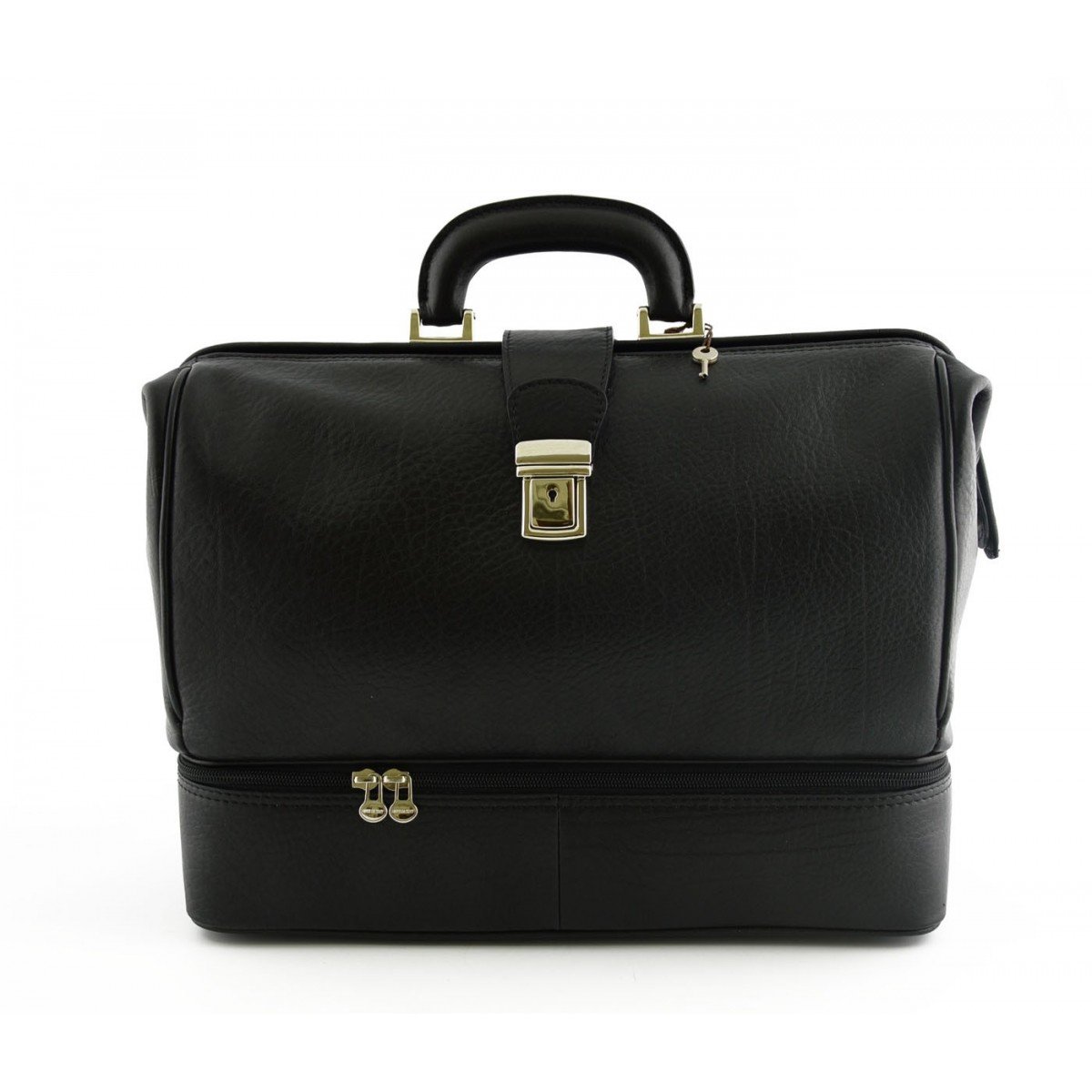 Dream Leather Bags Made in Italy toskanische echte Ledertaschen Echtes Leder Arzttasche, Doppelboden Farbe Schwarz - Italienische Lederwaren - Aktentasche