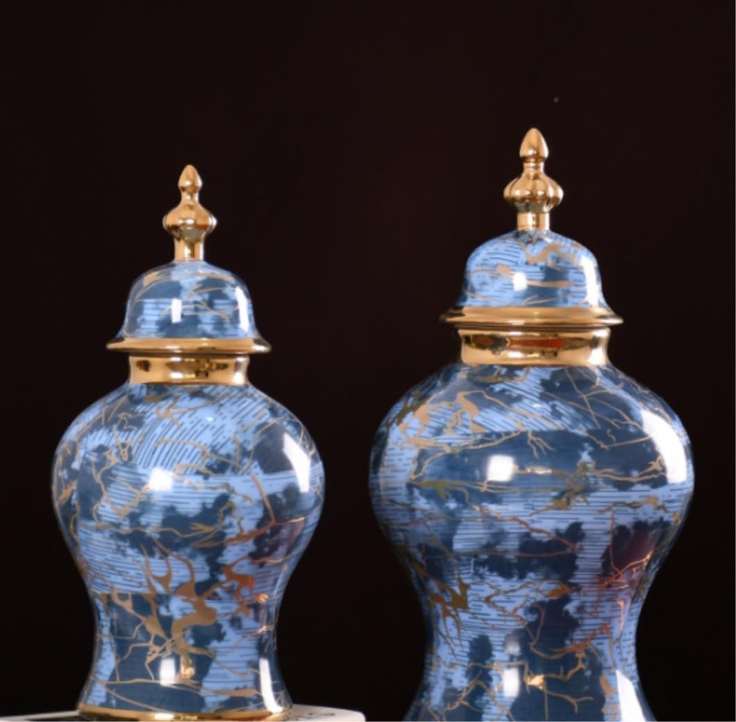 Słoik Imbirowy Ceramiczny Słoik Na Imbir Współczesny Dekoracyjny Słoik Akcent Wystrój Domu Lub Stołu Biurowego Kanister Kuchenny Jingdezhen Antyczny Styl (Color : Blu, Size : 20 * 38cm)