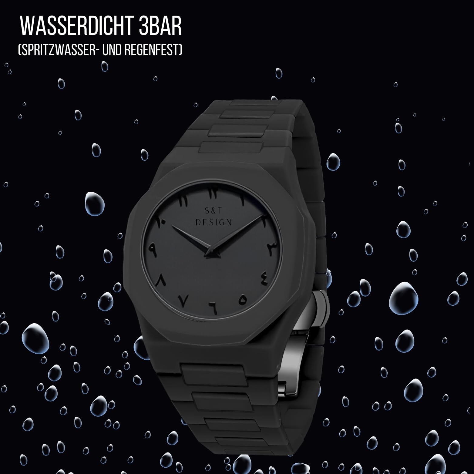 S&T Design Quarzuhr Herrenuhr Armbanduhr Elegant Herren Uhr (inkl. Armbandkürzer, Ultra leicht (54g), Ultraleicht, Arabische Zahlen, Matt, Rostfrei, Polycarbonat Männer Uhr