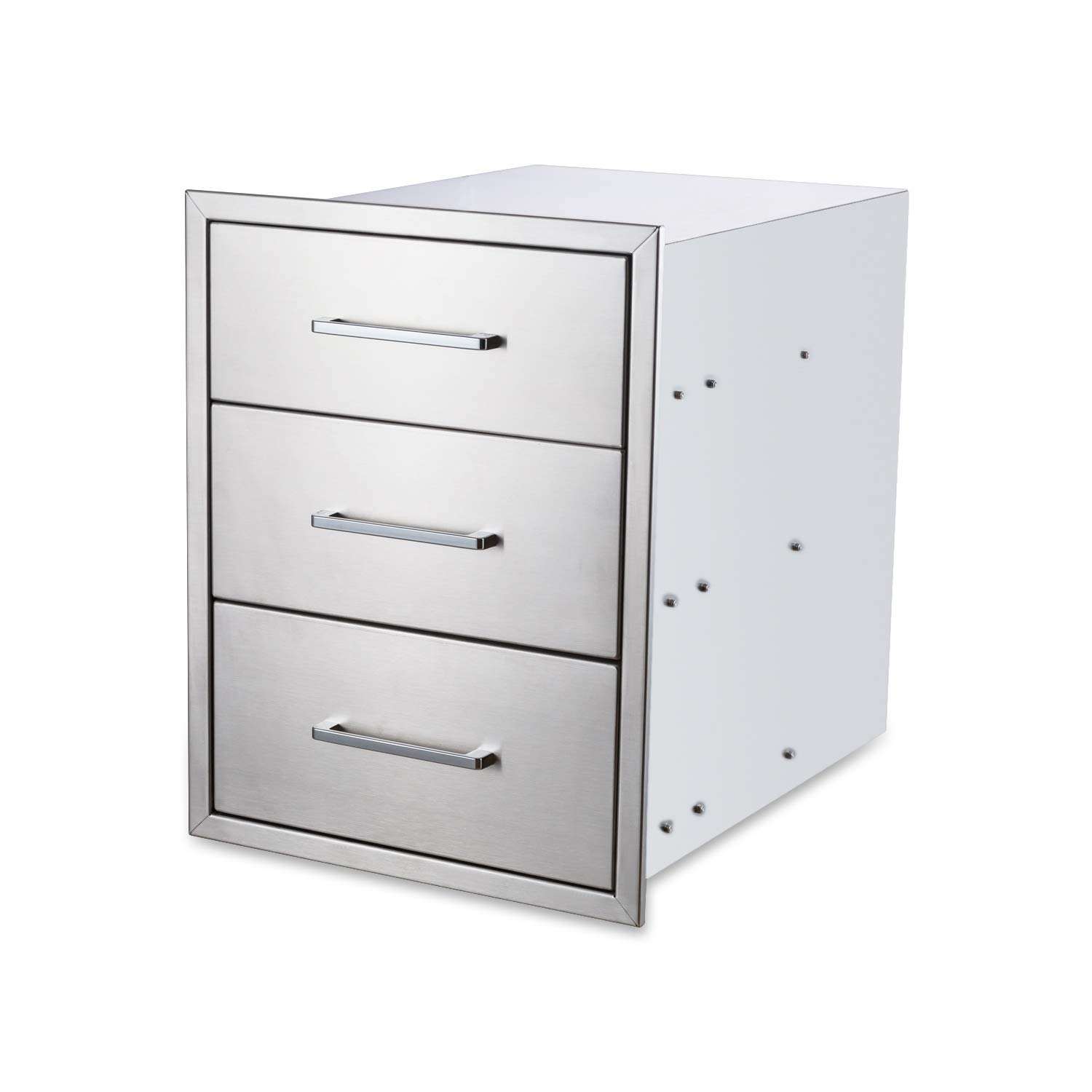 20" W x 27" H x 23" D Stainless Steel Outdoor Kitchen Drawers BBQ Drawers Triple Access Drawers Flush Mount for Outdoor Kitchens Or BBQ Island