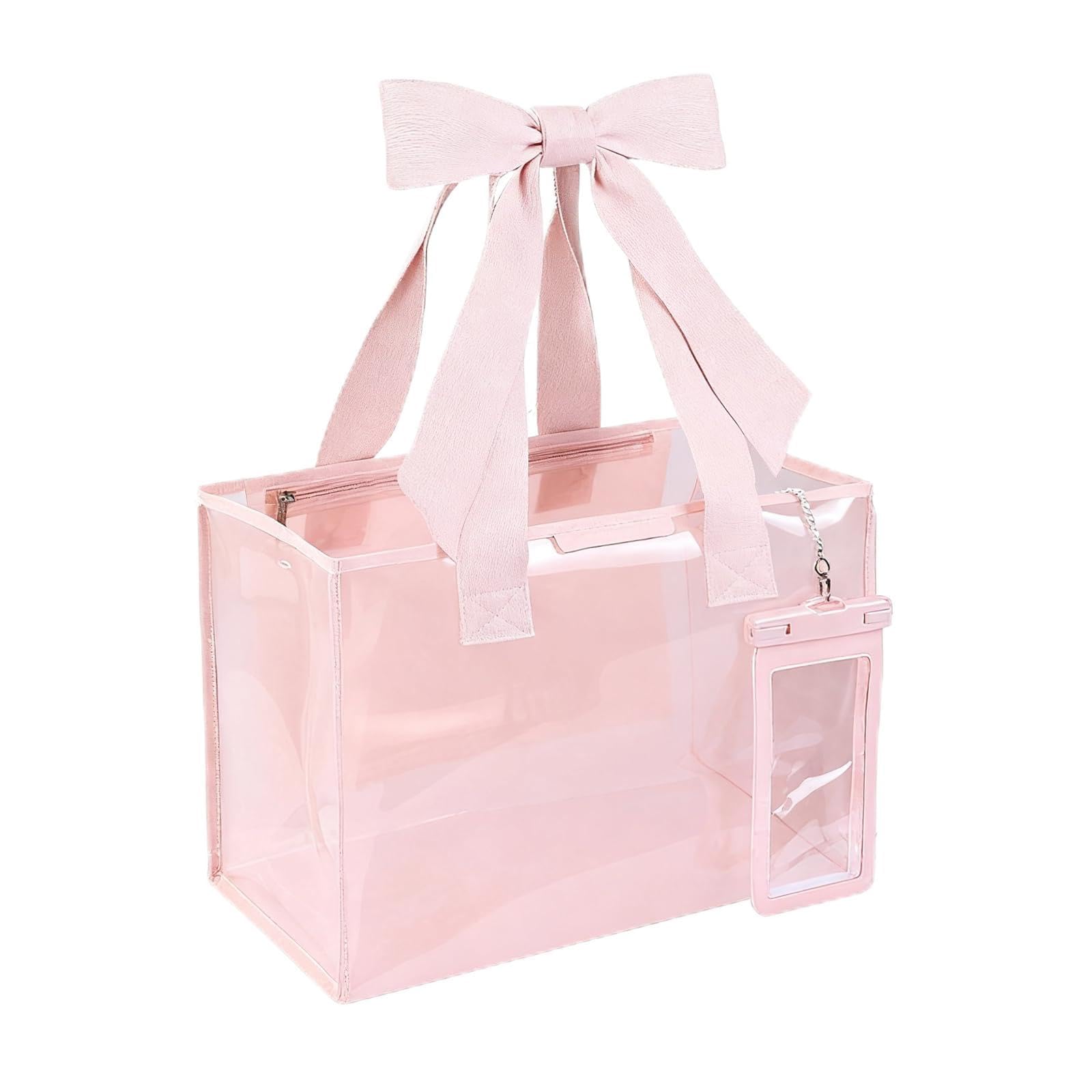 Pink Jelly Tote Bag Bow Tote Bags for Women Beach Bags for Women Pool Bags for Girl Cute