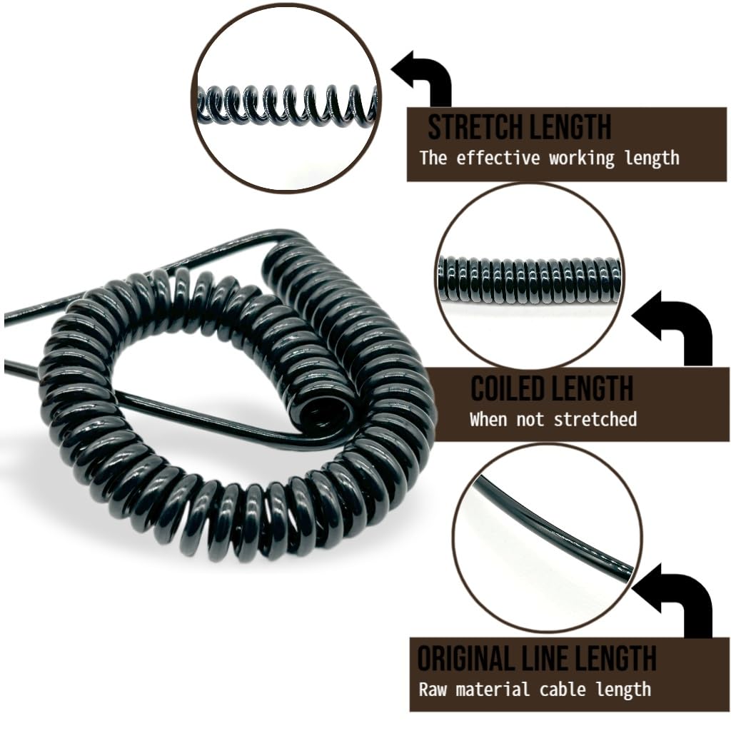 Câble réseau spiralé à 8 conducteurs 22 AWG 0,27 mm², câble de signal composite blindé à ressort Rallonge(Stretch 4 meters)