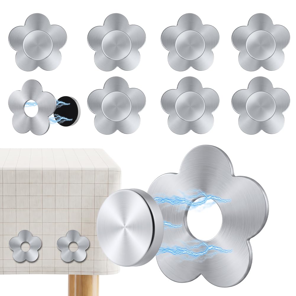 AUYAO 9Pcs Magnetic Tablecloth Weights Heavy Duty Tablecloth Clips Set for Outdoors Stainless Steel Heavy Magnetic Weighted for Holders Table for Picnic, Wedding and Garden Use