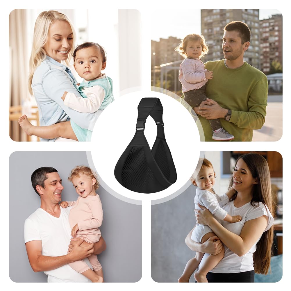 AOOWU Fascia Porta Bebe, Laterale Fascia Neonat Regolabile, Fascia Neonato Ergonomico 0-36 Mesi, Traspirante Baby Carrier Facile da Indossare, Marsupio Neonato, Tutte le Stagioni, Fino a 15kg