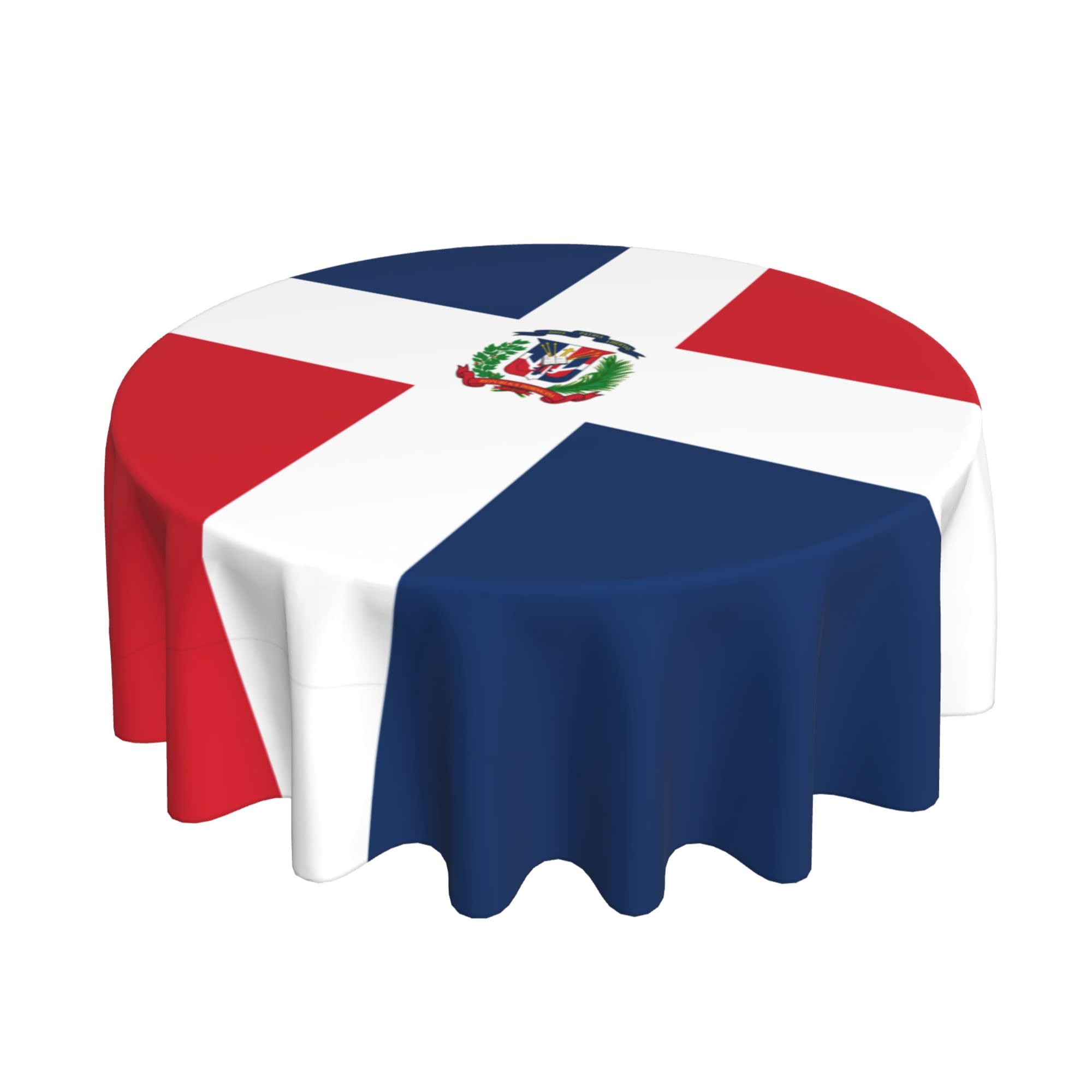 HLBSDM Flag of The Dominican Republic 60" Restaurant Circle Decor Tablecloth Festive Table Cover Round Art Desk Cloth