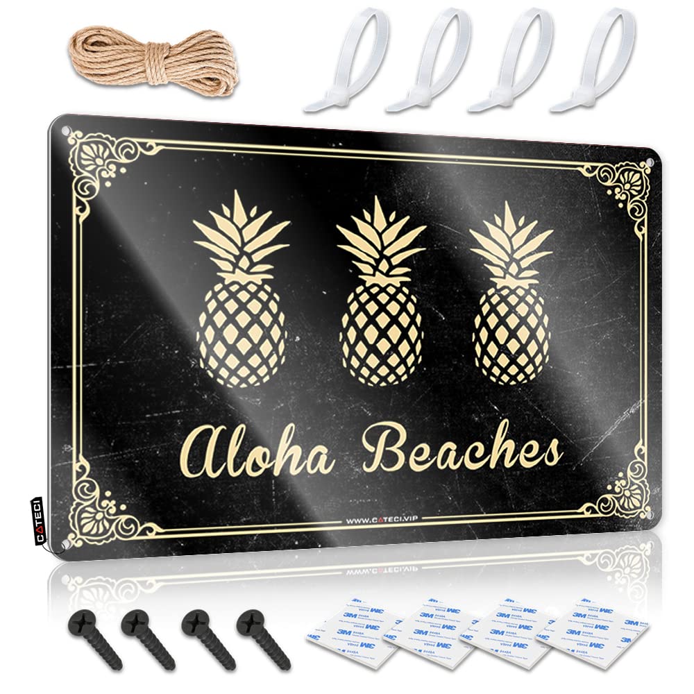 Funny Wall Signs Aloha Beaches Pineapple Tin Sign Beer Signs For Bar Tin Signs For Man Cave(20X30CM)