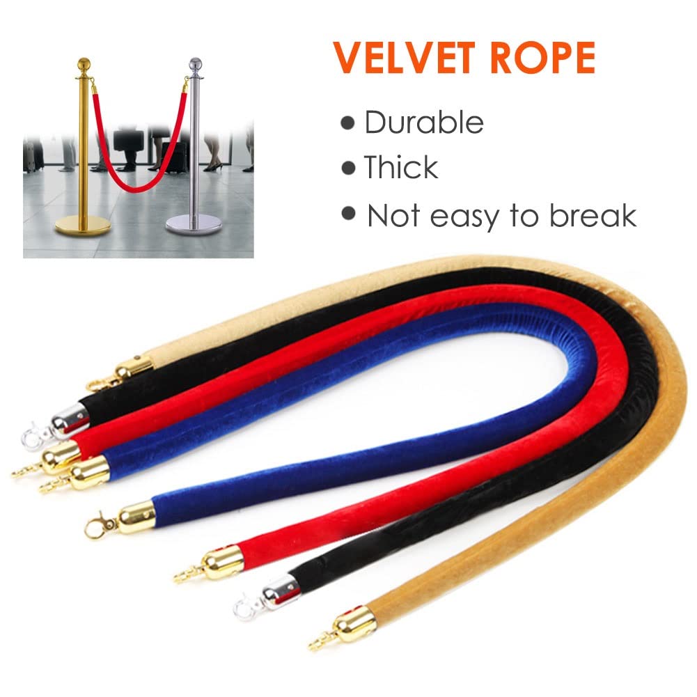 Lot de 2 Cordes de Guidage en Velours de 1,5 m / 2 m / 2,4 m / 3 m / 3,5 m. Idéales pour Les événements VIP, la décoration de fêtes, la Gestion des foules et la sécurité des Files d'attente.
