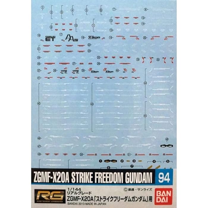 Buy Bandai Gundam Waterslide Decals No.94 for 1/144 scale RG ZGMF-X20A ...
