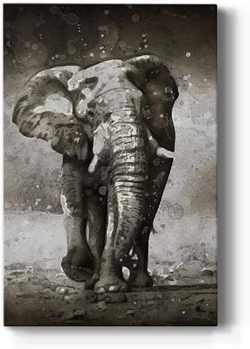 Lienzo decorativo para pared envuelto en acuarela con elefante