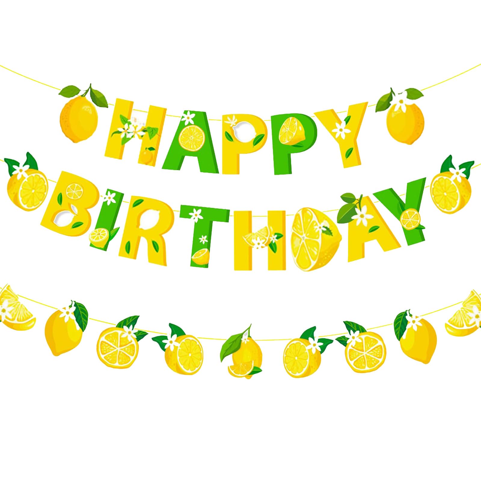JOOTUEPOFruchtige Happy Birthday Girlande mit Zitronenmotiv, Geburtstagsgirlande Kinder, Happy Birthday Girlande Banner Bunt, Geburtstag Deko Kette Feier Dekoration für Erwachsene und Kinder
