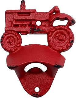 Treasure Gurus Rustic Cast Iron Wall Mount Red Farm Tractor Beer Cap Soda Pop Top Bottle Opener