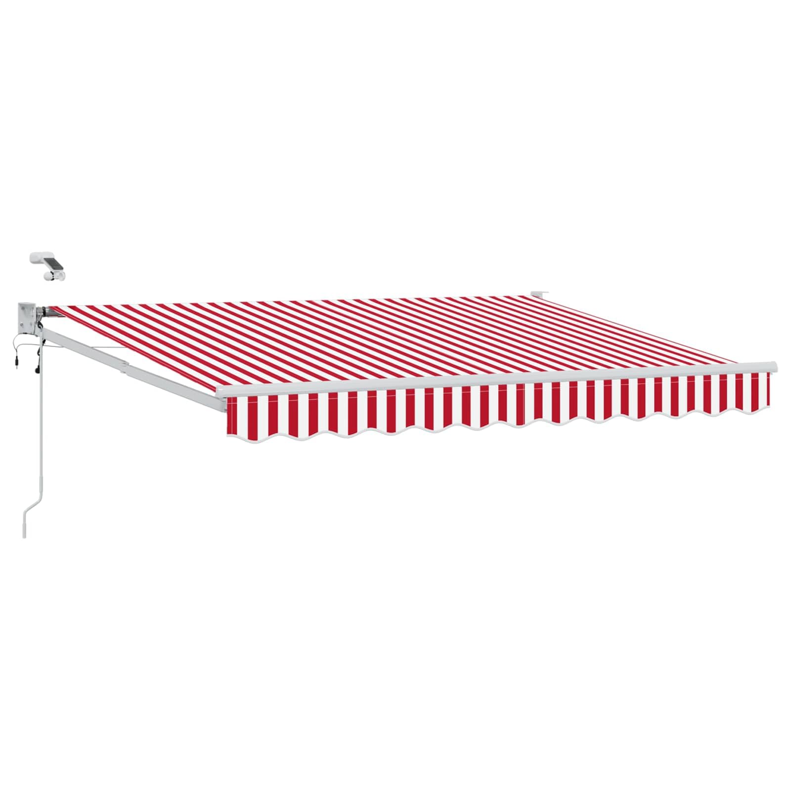 Toldo Retráctil Eléctrico Rojo Y Blanco 3 X 2,5 M | Marco de aluminio sólido, sensor de tiempo incorporado, iluminación LED, diseño moderno