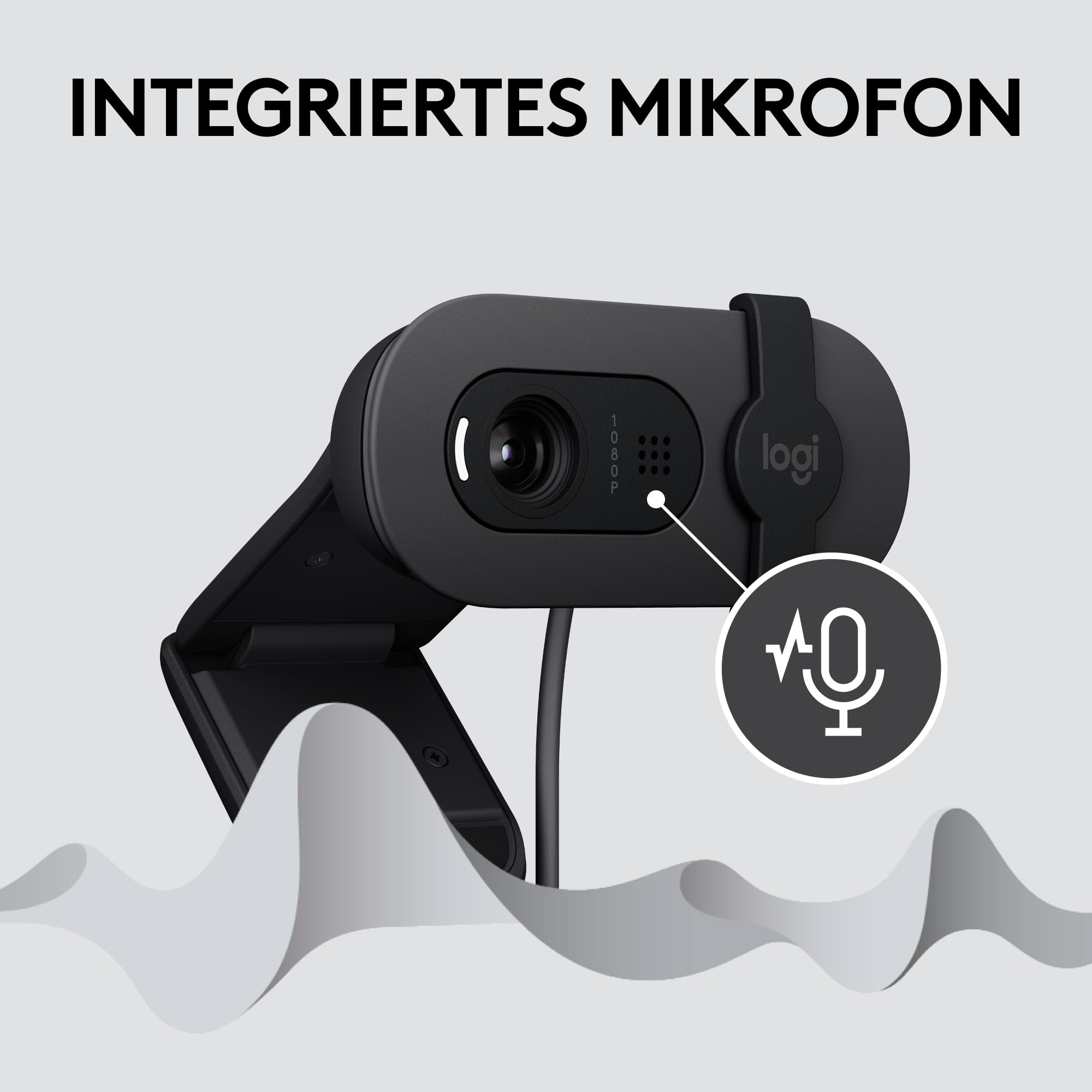 Logitech Brio 100 Full HD-Webcam, Auto-Lichtausgleich, integriertes Mikrofon, USB-A, Graphit
