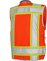 Vista 35 de Dib Safety - Chaleco reflectante amarillo de malla, chaleco de alta visibilidad con bolsillos y cremallera, clase 2 ANSI de alta resistencia, hecho