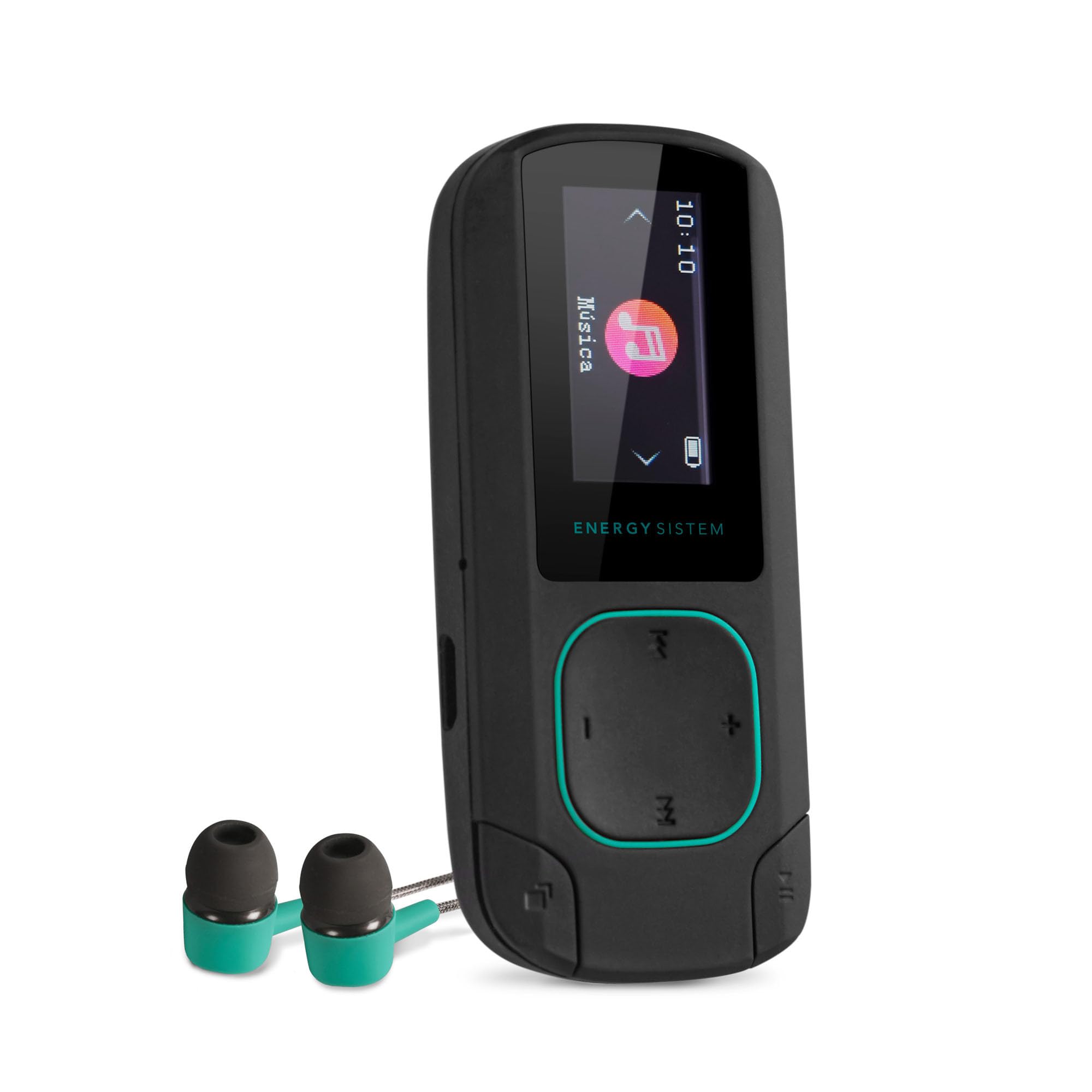 Energy Sistem 426508 - MP3 Clip Bluetooth, lettore MP3 con schermo, Bluetooth, 8 GB, clip di fissaggio, radio FM e lettore di schede microSD, Verde Mint