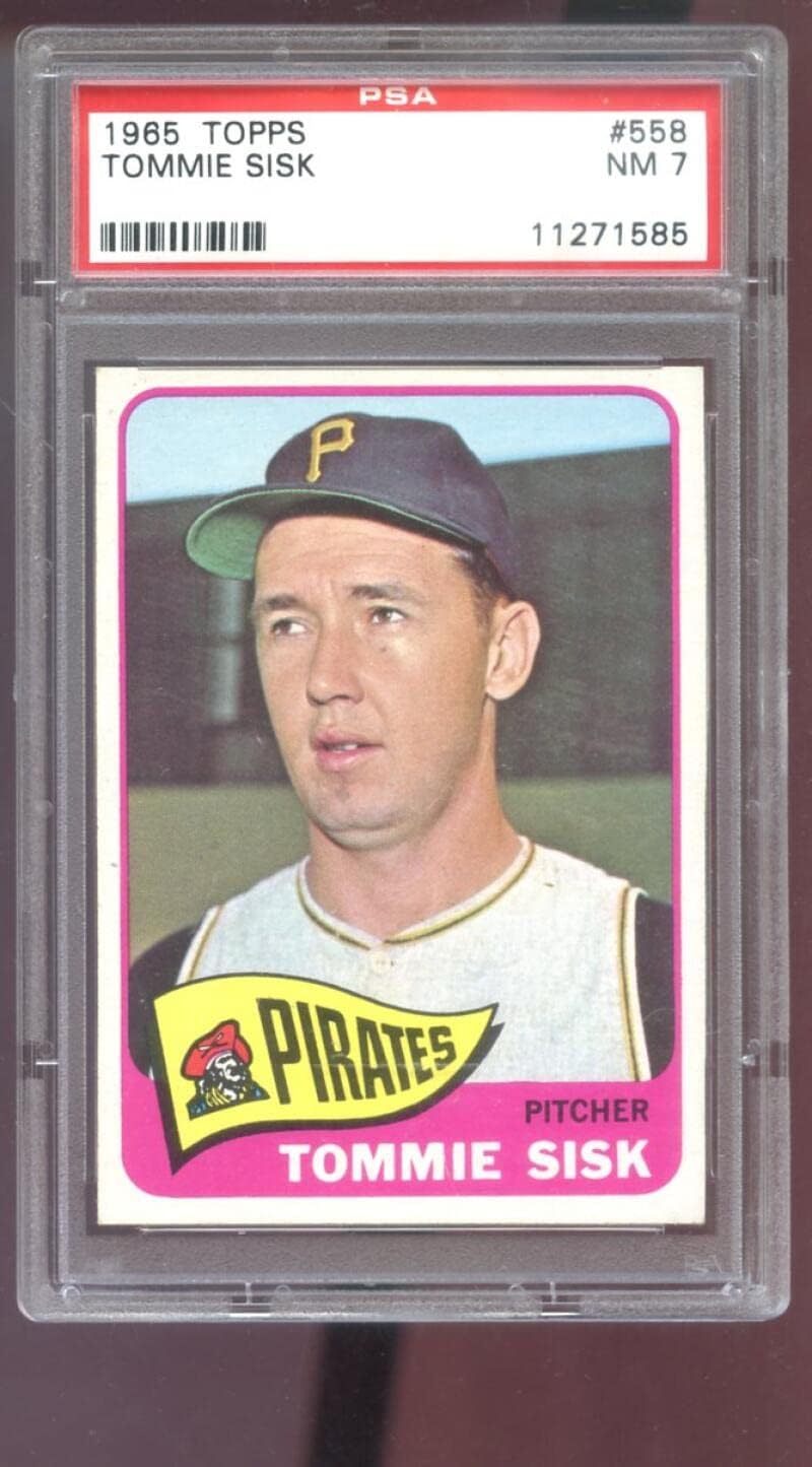 1965 Topps #558 Tommie Sisk PSA 7 Graded Baseball Card NM MLB Pittsburgh Pirates