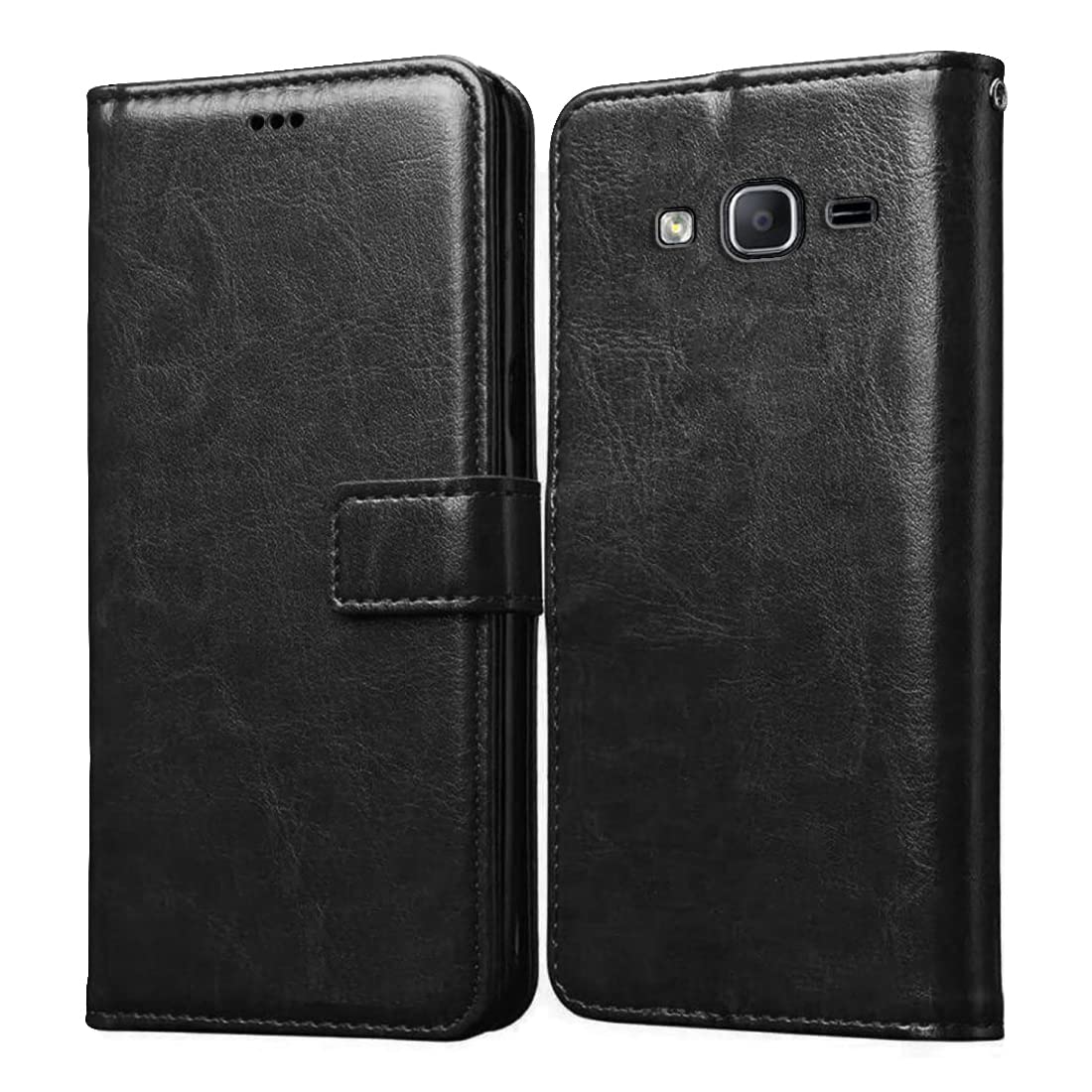 Casotec Flip Cover for Samsung Galaxy On5 | Premium Leather Finish | Inbuilt Pockets & Stand | Flip Case for Samsung Galaxy On5 (Black) (B09SHSST6L) Amazon Price History, Amazon Price Tracker