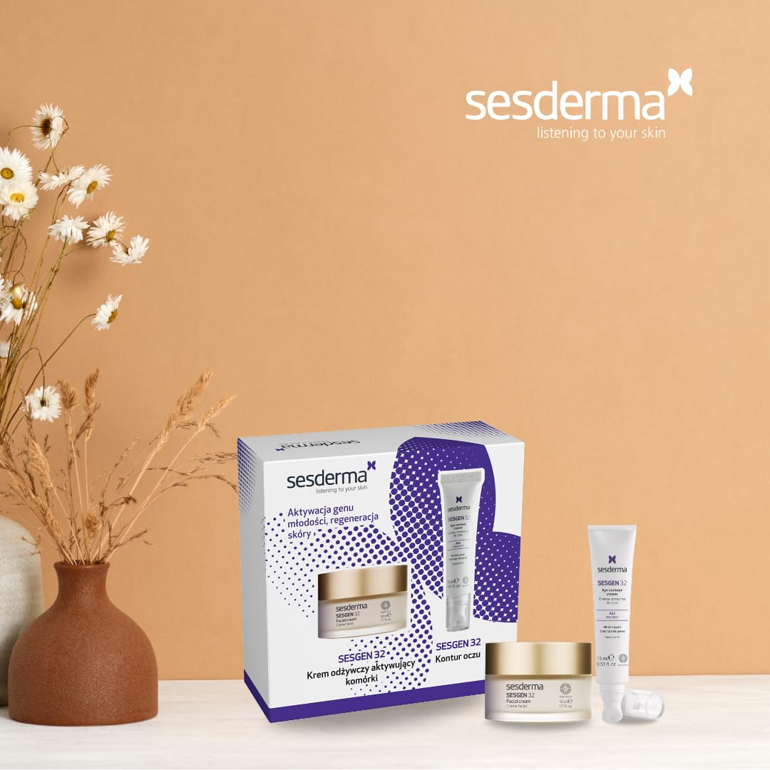 Sesderma SESGEN 32 Geschenkset – Zellaktivierende Anti-Aging Gesichtscreme 50 ml + Augencreme 15 ml – Mit Teprenon, Hyaluronsäure & DMAE – Regenerierende Pflege für strahlende Haut