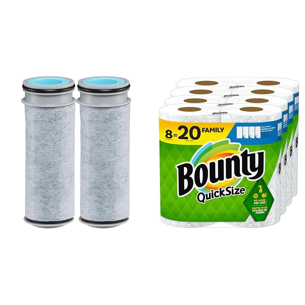 Brita Water Filter Pitcher and Bounty Quick Size Paper Towels Family Roll Bundle (Includes Brita Pitcher Filters and Bounty 2X More Absorbent Towels)