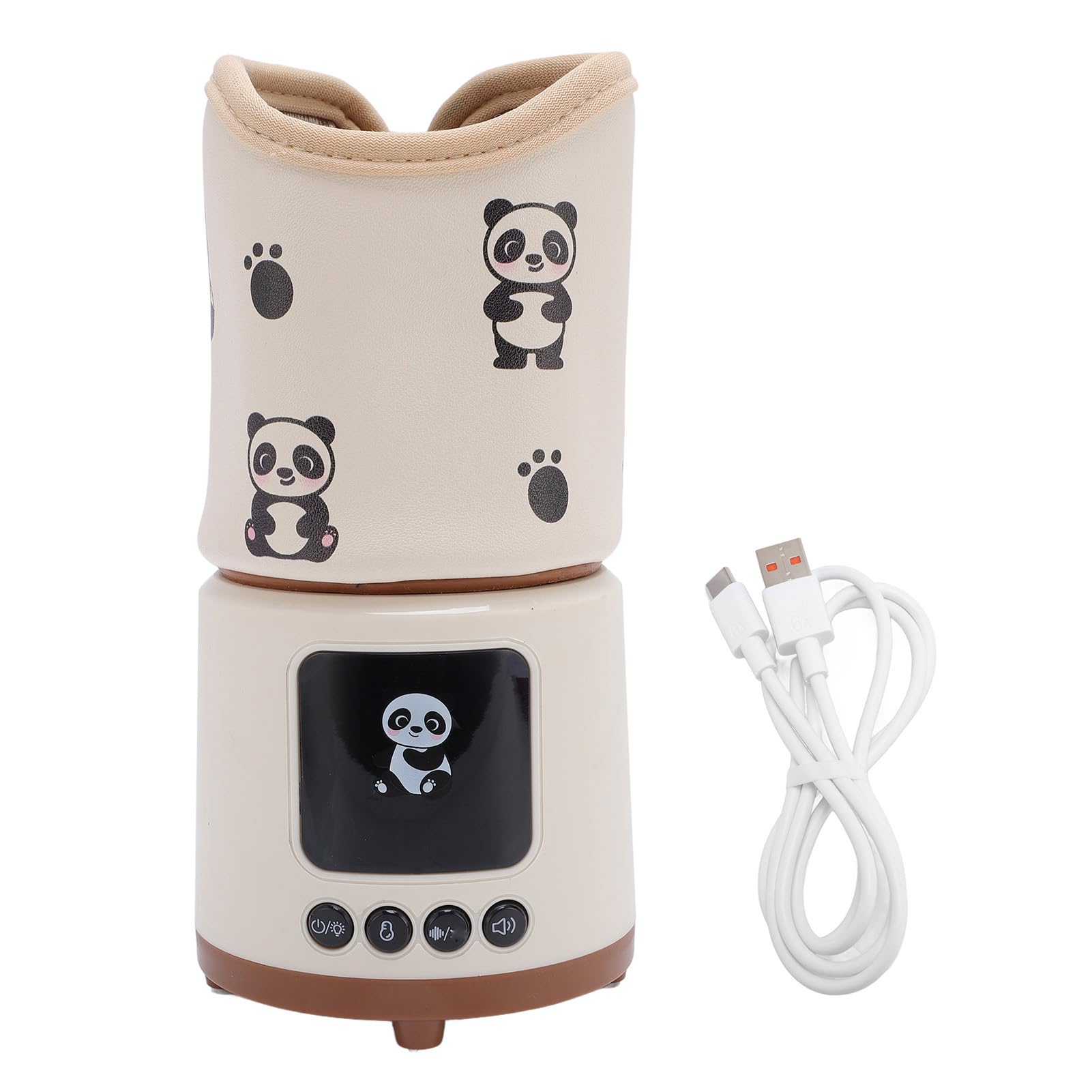 Asixxsix Scaldabiberon a Rumore Bianco, Scaldalatte Intelligente Multifunzionale a Temperatura Costante con Timer per Latte Materno e Biberon, Design Portatile per Uso Esterno (PANDA)