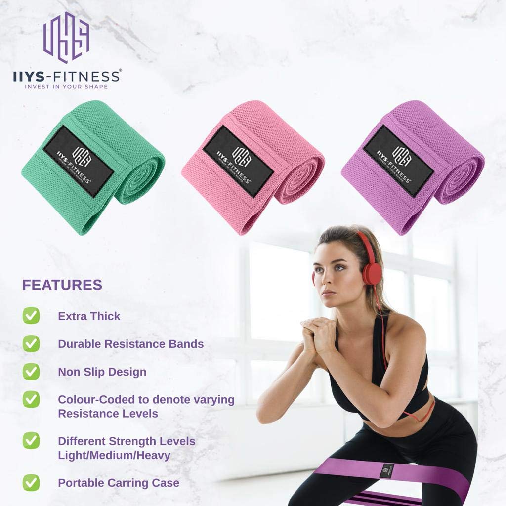Xiclass Resistance Bands Set - 3 Levels Of Hip Booty Bands For Glute Workouts, Pilates, Yoga, Home Fitness