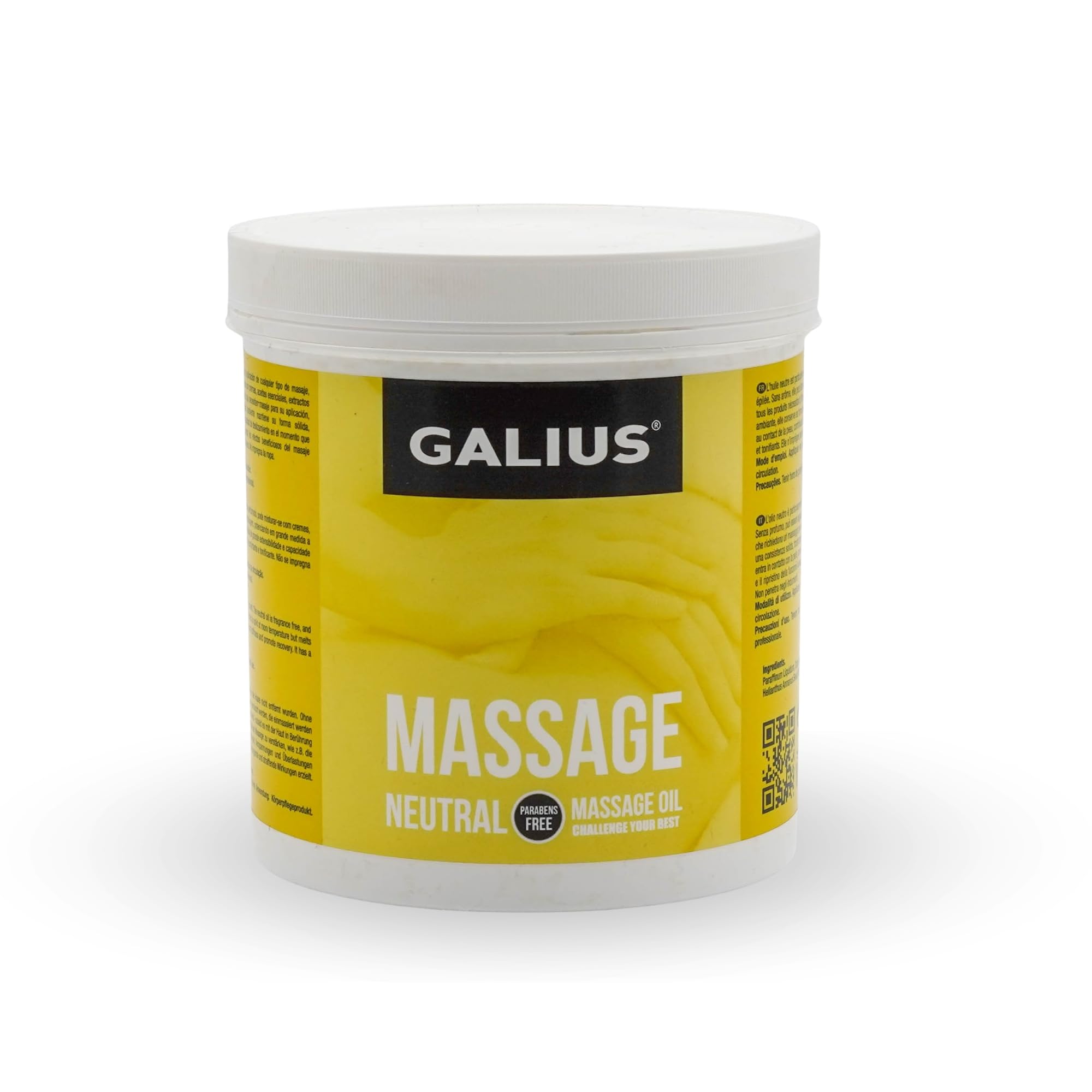 Galius - Aceite Sólido Neutro - Aceite Esencial para Masajes - Aceites Esenciales de Gran Durabilidad y Extensibilidad - Aceite Corporal sin Manchas para Profesionales y Deportistas 1000ml
