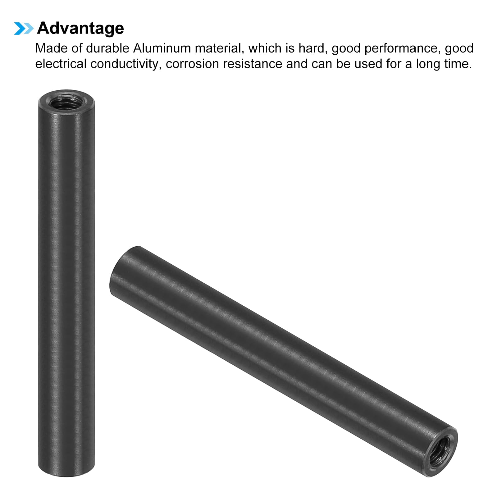 PATIKIL 6pcs M3 Metal Threaded Standoff Spacer Nuts, Round Aluminum Spacers Female Coupling Screws, 1/8" ID x 3/16" OD, Black, (37mm L) - Image 4