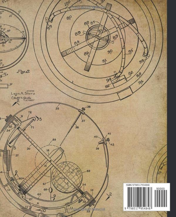 Astronomy composition notebook: Vintage astronomy telescope solar college ruled notebook. Patent blueprint diagram design. Astronomy, zodiac & stars ... (Celestial zodiac astronomy themed notebooks) - Image 2
