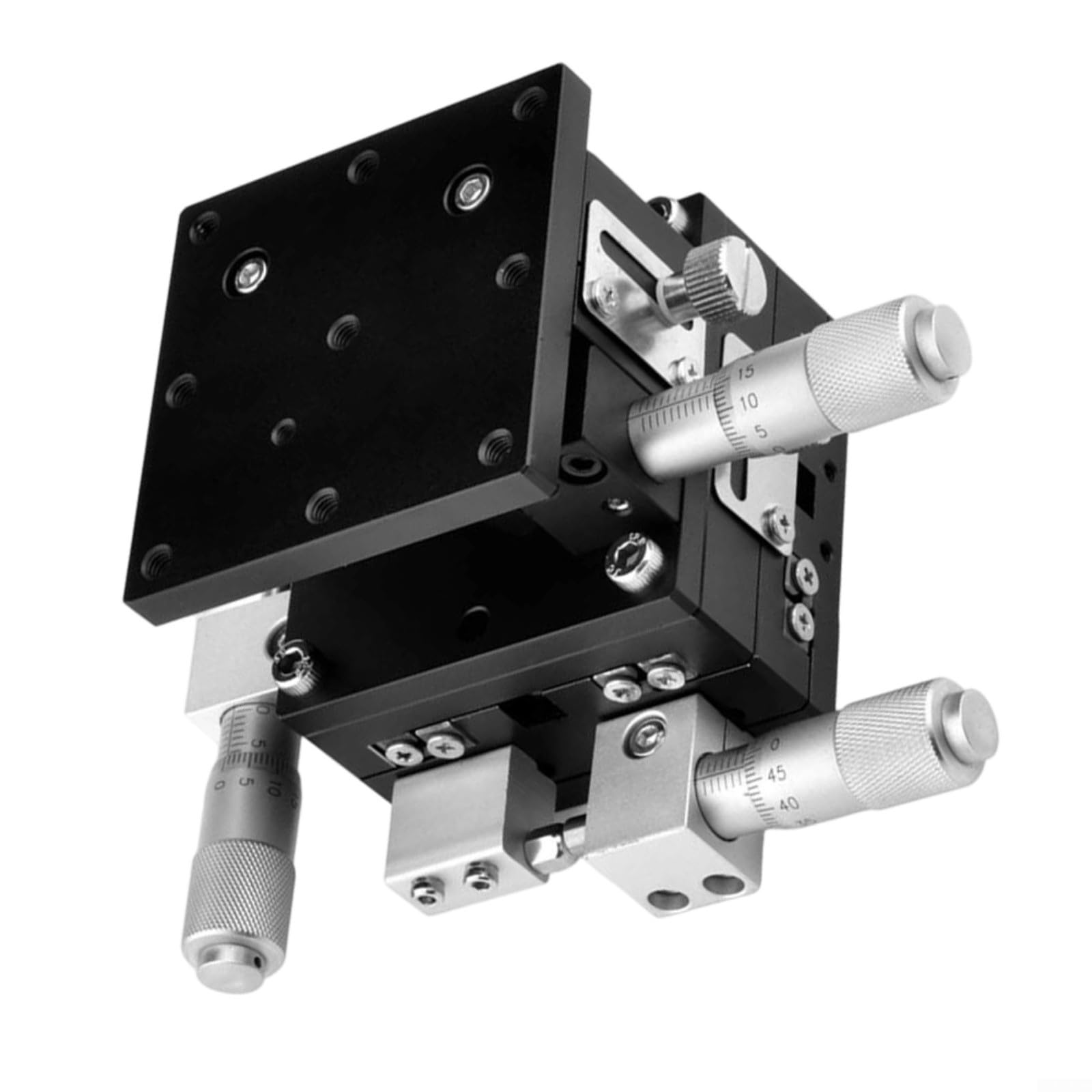 XYZ Etapa lineal manual de 3 ejes 60 X 60 mm, plataforma deslizante de aleación de aluminio, resolución de 001 mm, para uso óptico de laboratorios de control de calidad