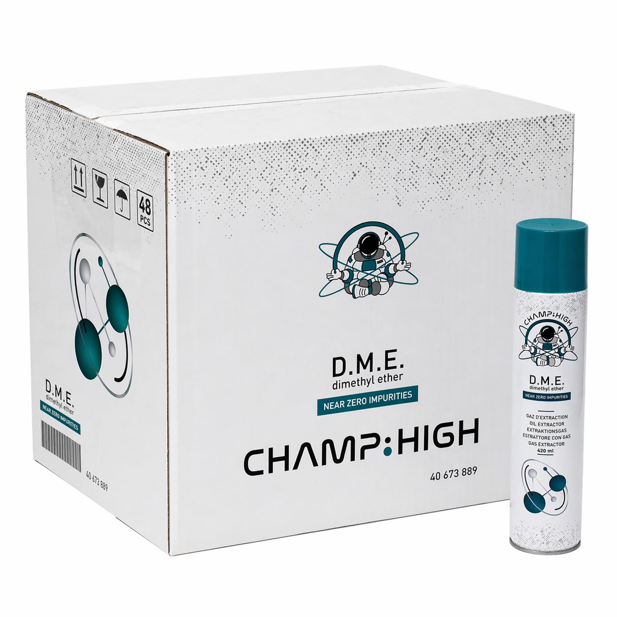 Champ HIGH DME Gas 420ml / 277g - 99,9% reines Dimethylether Extraktionsgas, hochrein für technische Extraktion, Aerosoldose (12)