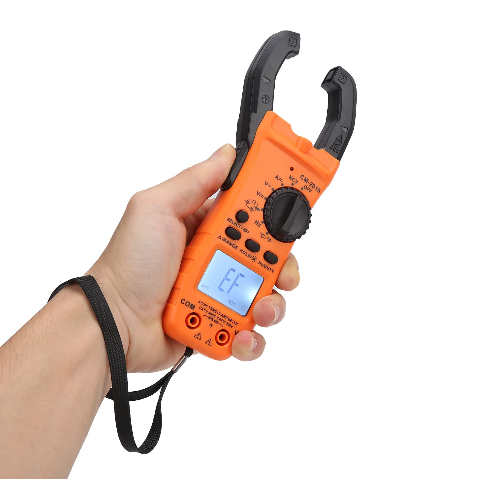 Wielofunkcyjny tester elektryczny True RMS NCV z podświetlanym wyświetlaczem i funkcją przechowywania danych — cyfrowy multimetr cęgowy do pomiaru prądu i napięcia AC DC — model