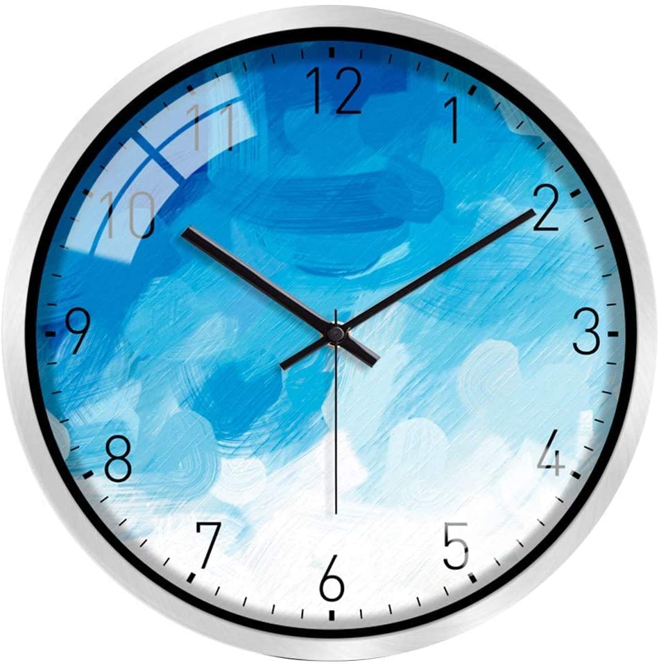 Belle horloge murale design abstrait bleu blanc avec mécanisme de précision