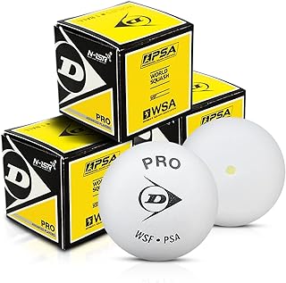 Dunlop White Pro Squash Ball - 3 Balls by Dunlop