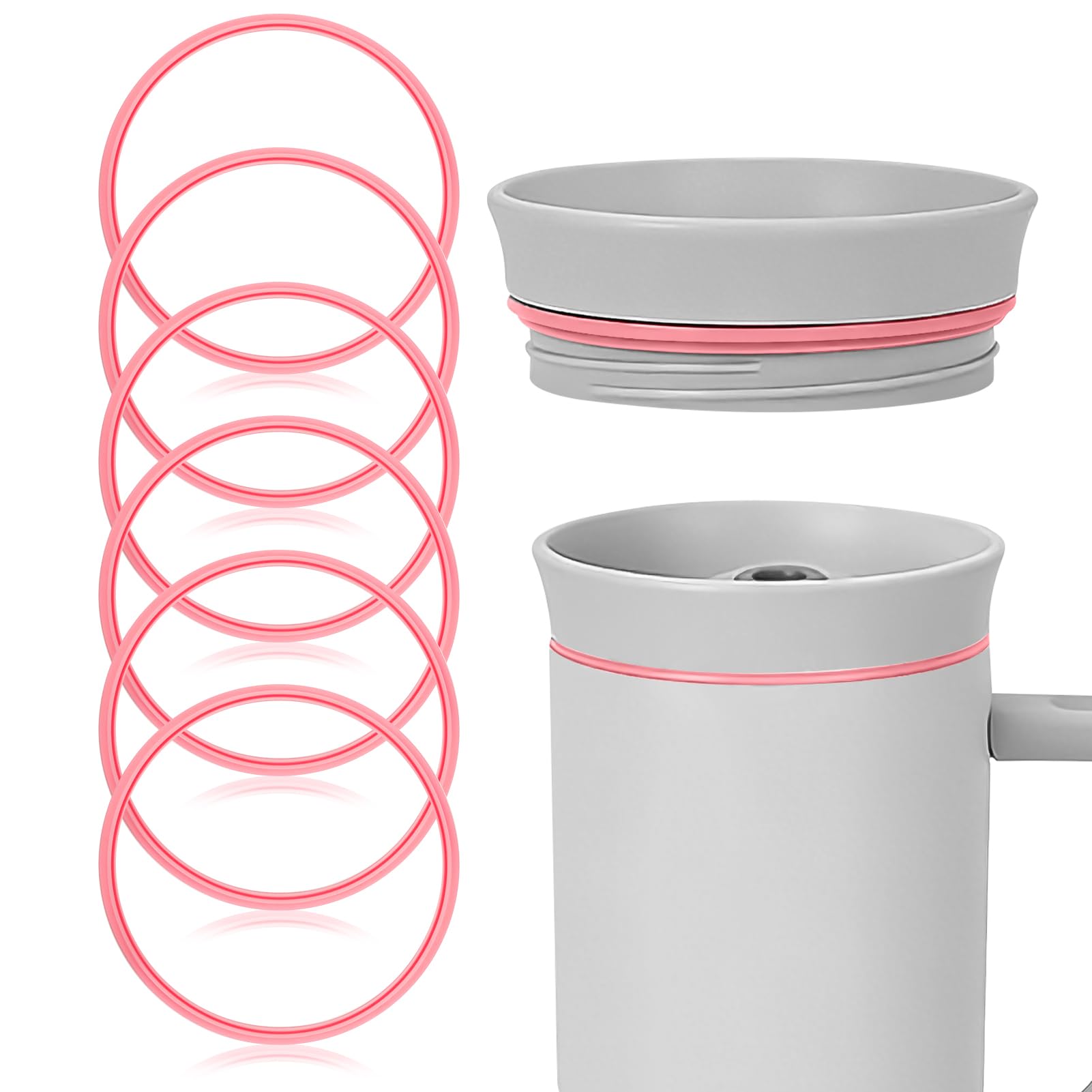 LUMIMITUAN 6pcs Gasket Replacement for Owala 40oz Tumbler, Rubber Lid Seal Ring Water Bottle Accessories Replacement Part Compatible with Owala 40oz Stainless Steel Cup (Pink)