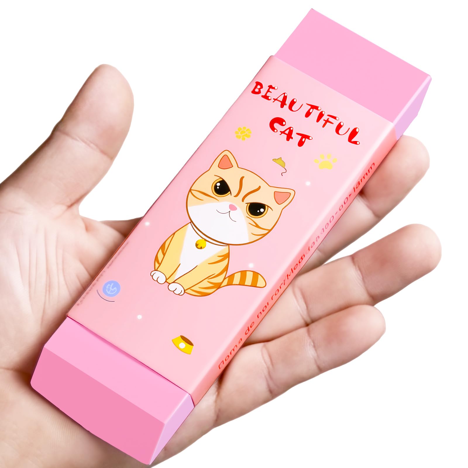Radiergummi mit niedlicher großer rosa Katze, 14 x 5,1 cm, Jumbo-Radiergummi, für den Schulanfang, Schreibwaren, Geschenk für Arbeit und Schule (Katze)