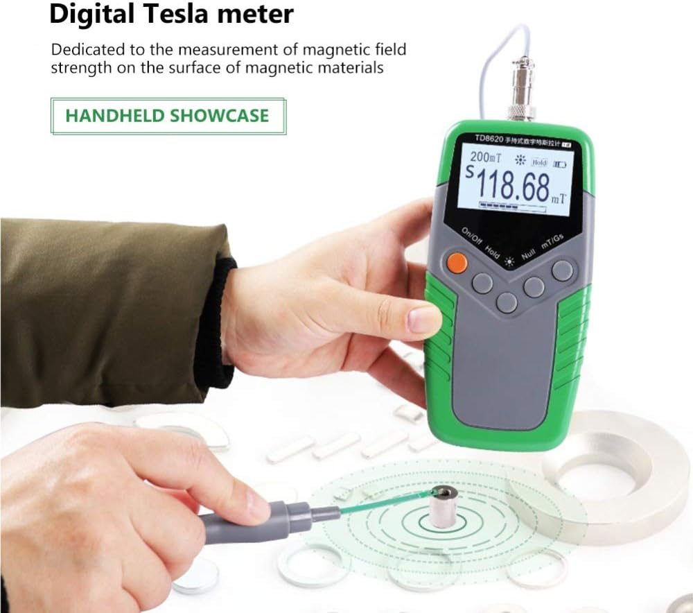 Permanent Magnet Gauss Meter Tesla Meter Fluxmeter with 5% Accuracy Probe 0 to 2400mT