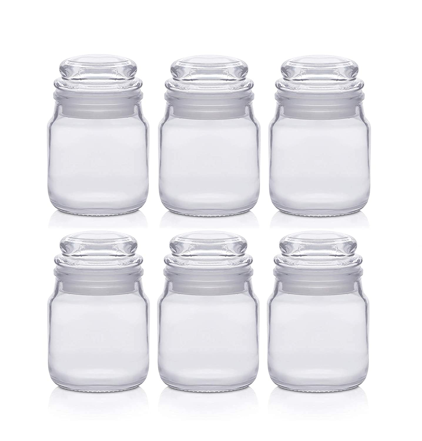 Jarbazaar [ Set Of 6 Pcs 100ml Airtight Glass Jar For Diy Craft, Candle Making, Hobby, Multiuse