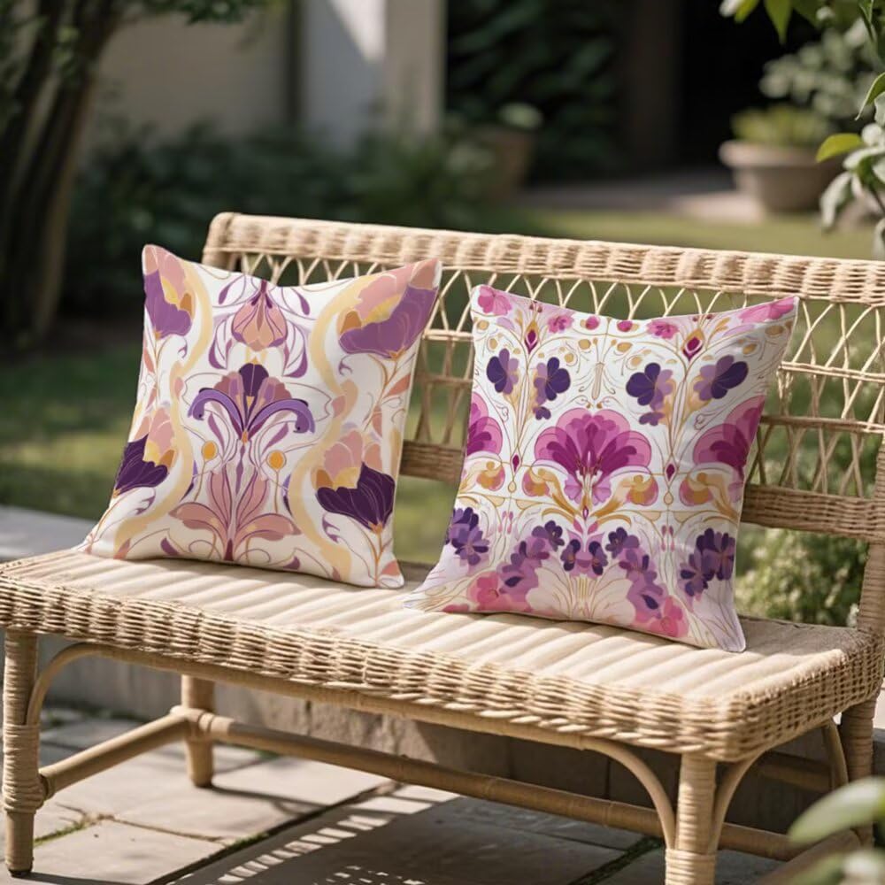 Coussin canape impermeable lilas 45x45 anti-tache bohème