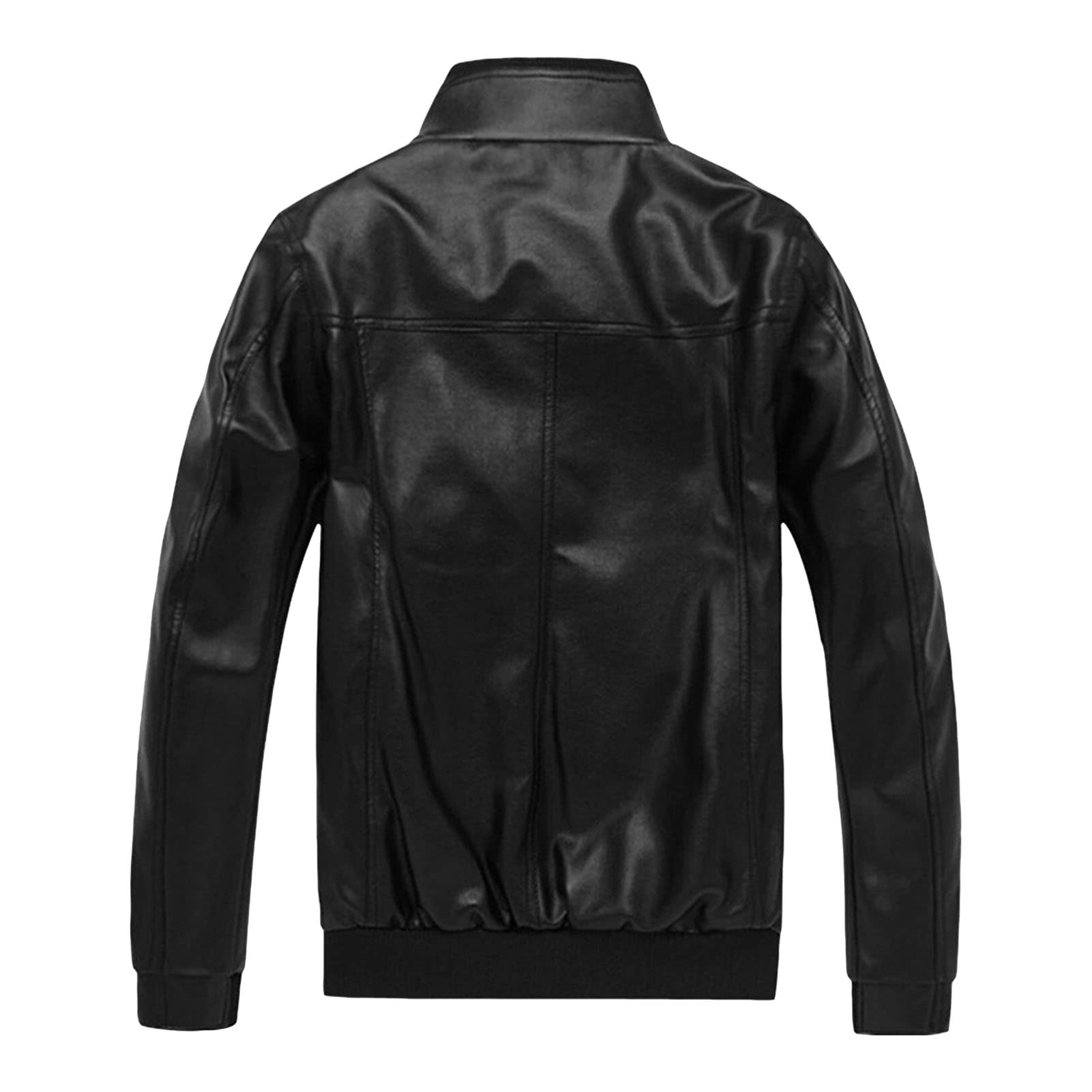 Maiyifu-GJ Men's Slim Motorcycle Jacket Faux Leather Zip Up Windproof Moto Coat Stand Collar Vintage Bomber Windbreaker (Black,XX-Large)