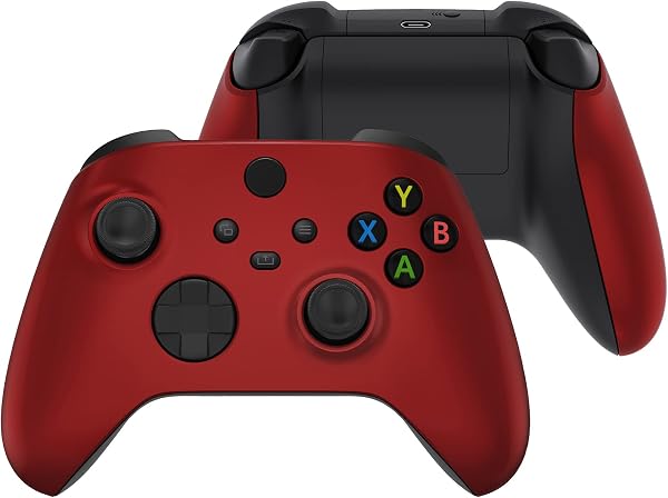 eXtremeRate xbox series X&Sコントローラー対応用サイドレールグリップシェル、xbox coreワイヤレスコントローラー対応用クリアブラック交換用パーツフロントハウジングカバーハンドルフェイスプレート-コントローラーは含まれません【スカーレッド】 - 1